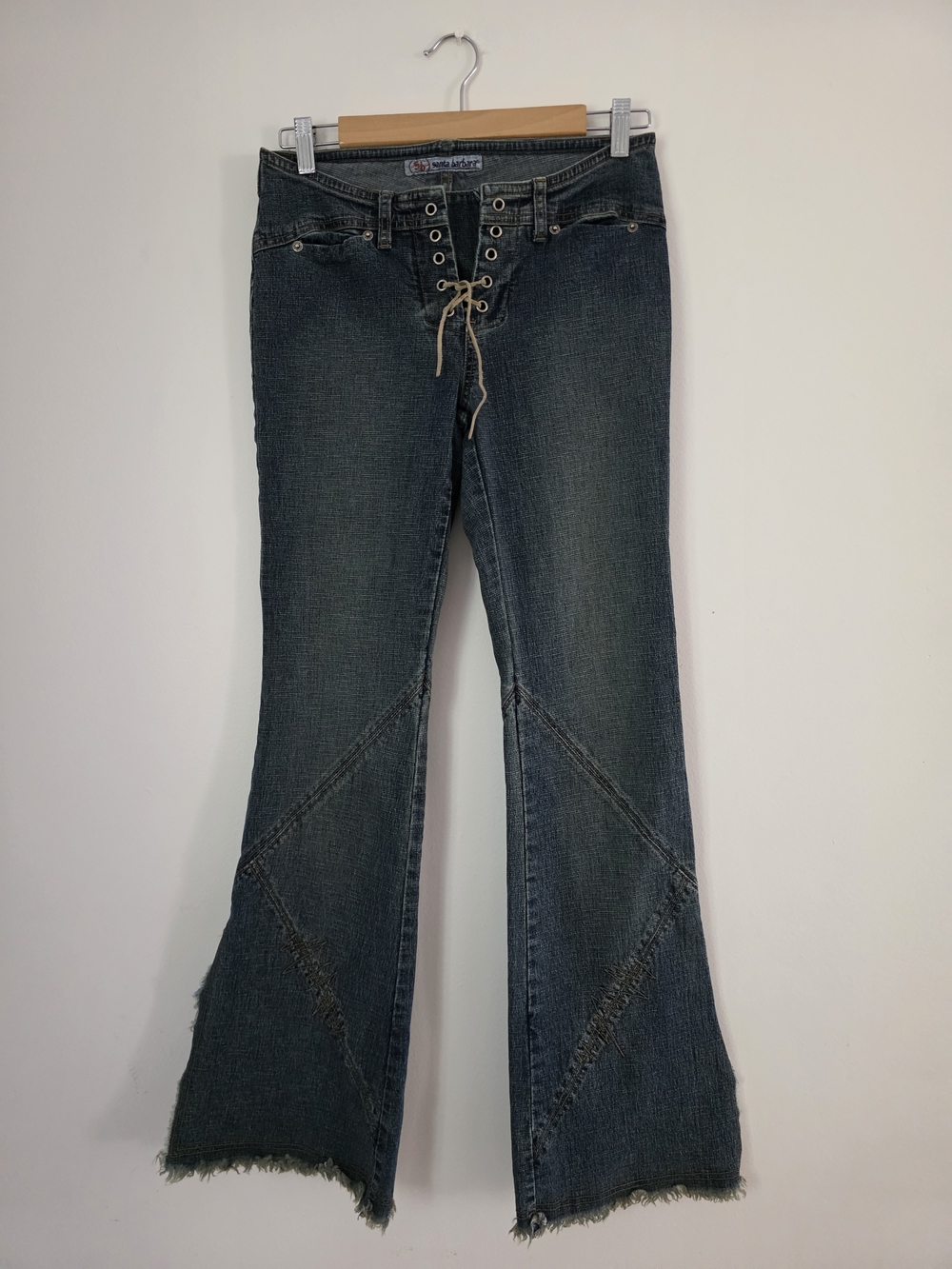 Santa Barbara Lace-Up Bootcut Jeans in Medium Blue